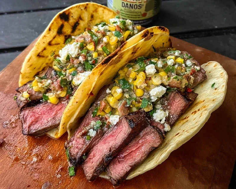 Grilled Elote Steak Tacos
