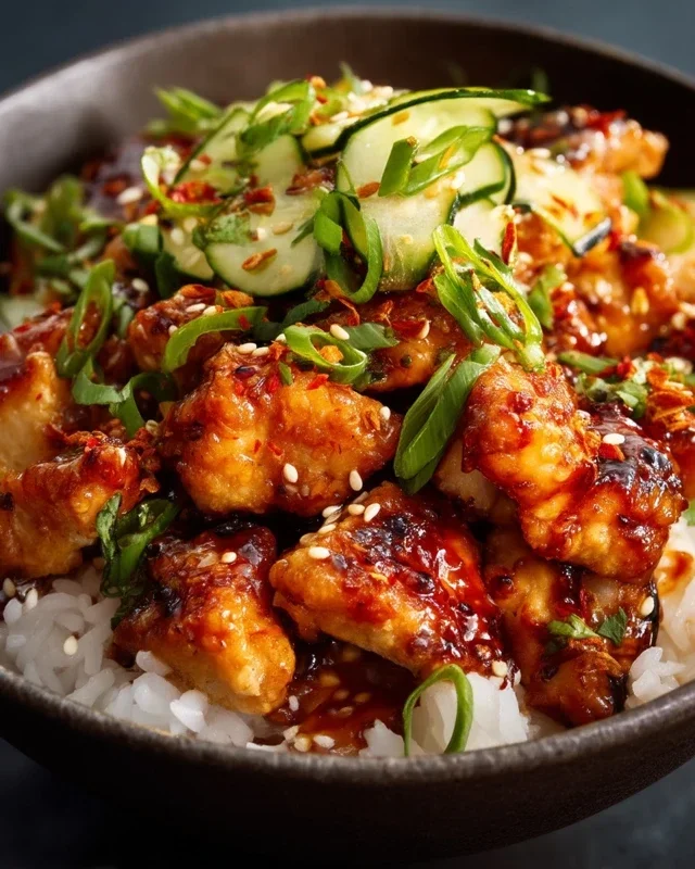 Spicy Honey-Gin Extract Extractger Chicken Bowls with Yum Yum Sauce