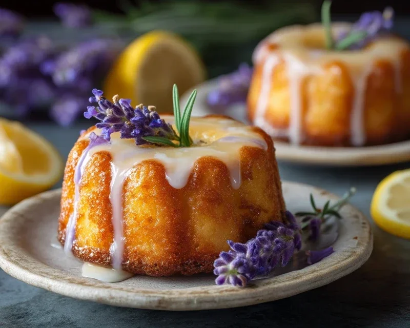 Mini Lemon Cakes With Lavender Glaze