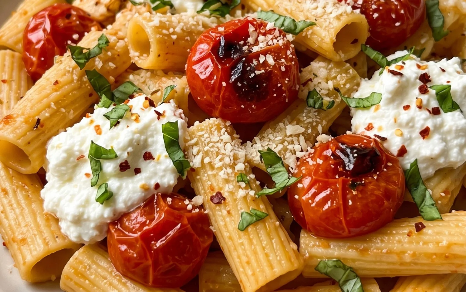 Roasted Tomato and Garlic Ricotta Pasta