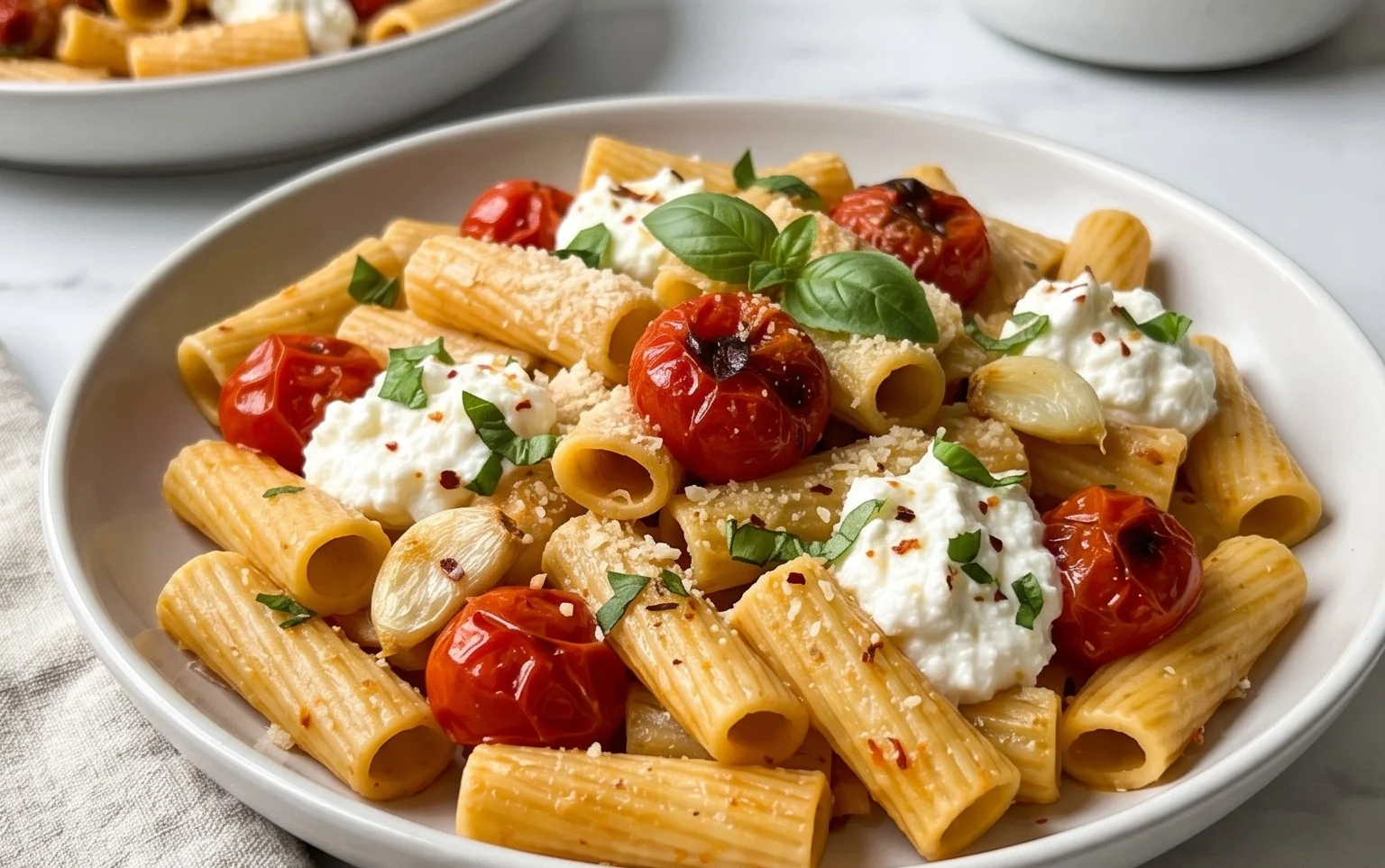 Roasted Tomato and Garlic Ricotta Pasta