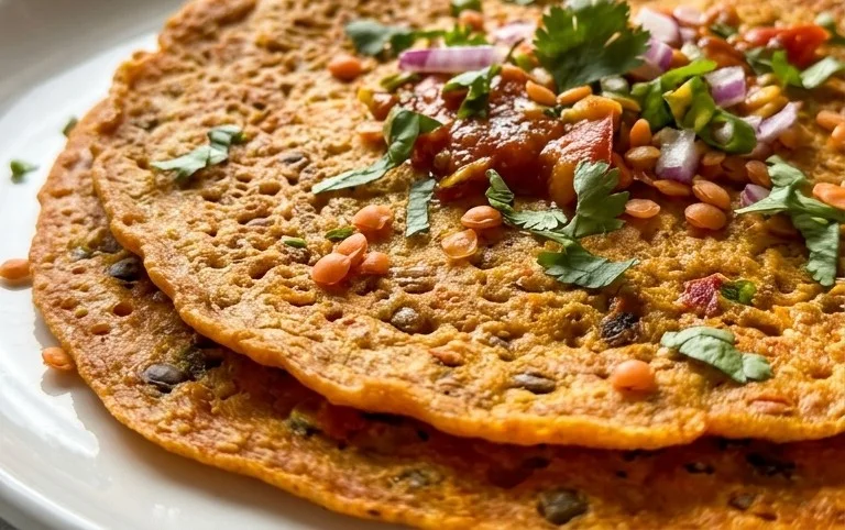 Masoor Dal Chilla | Savory Red Lentil Pancakes