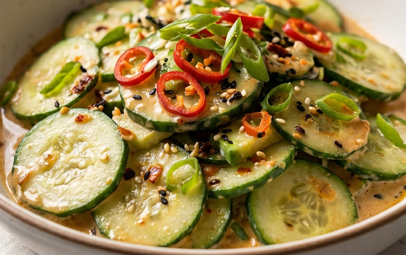 Creamy Asian Cucumber Salad Bowl