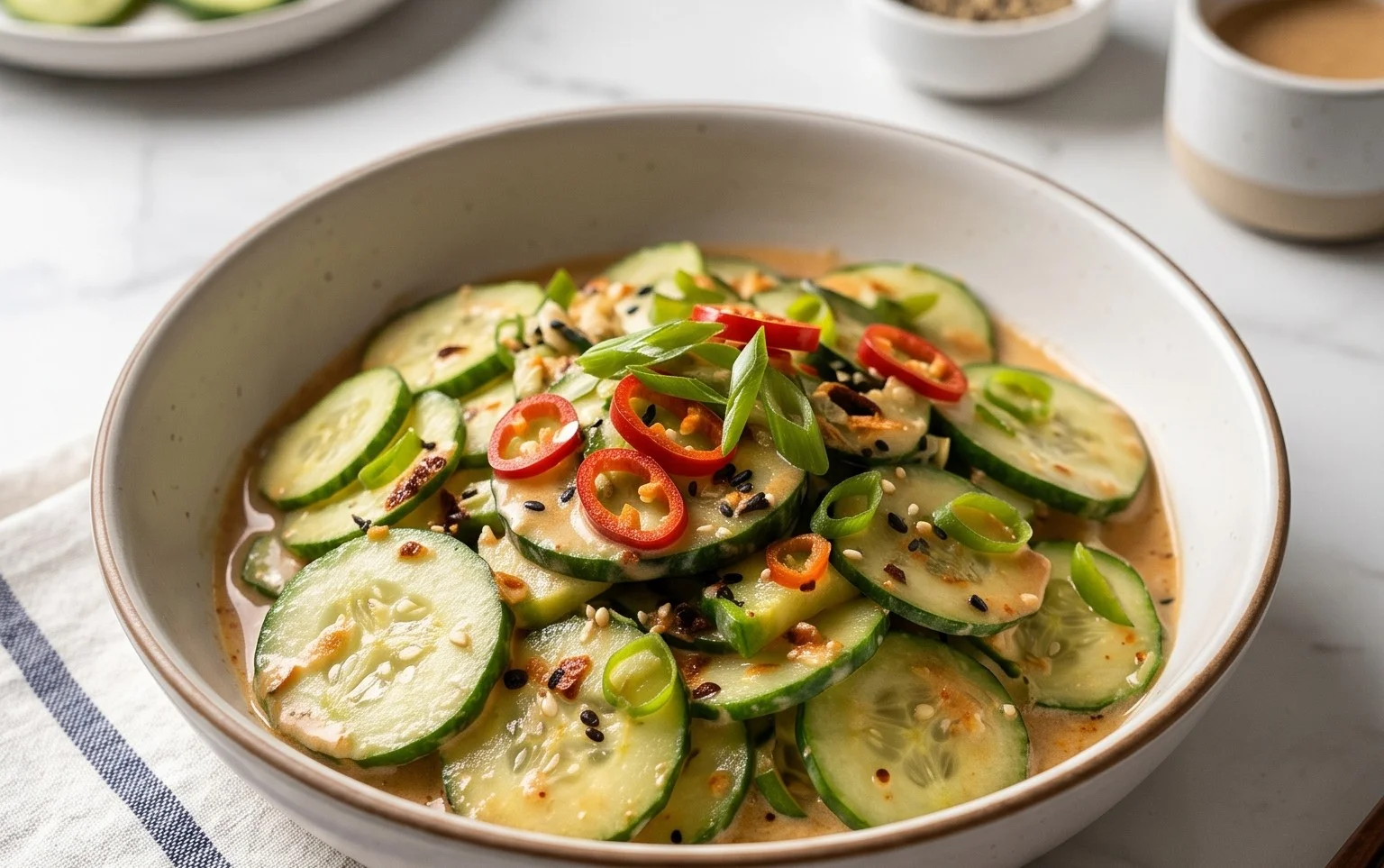 Creamy Asian Cucumber Salad Bowl