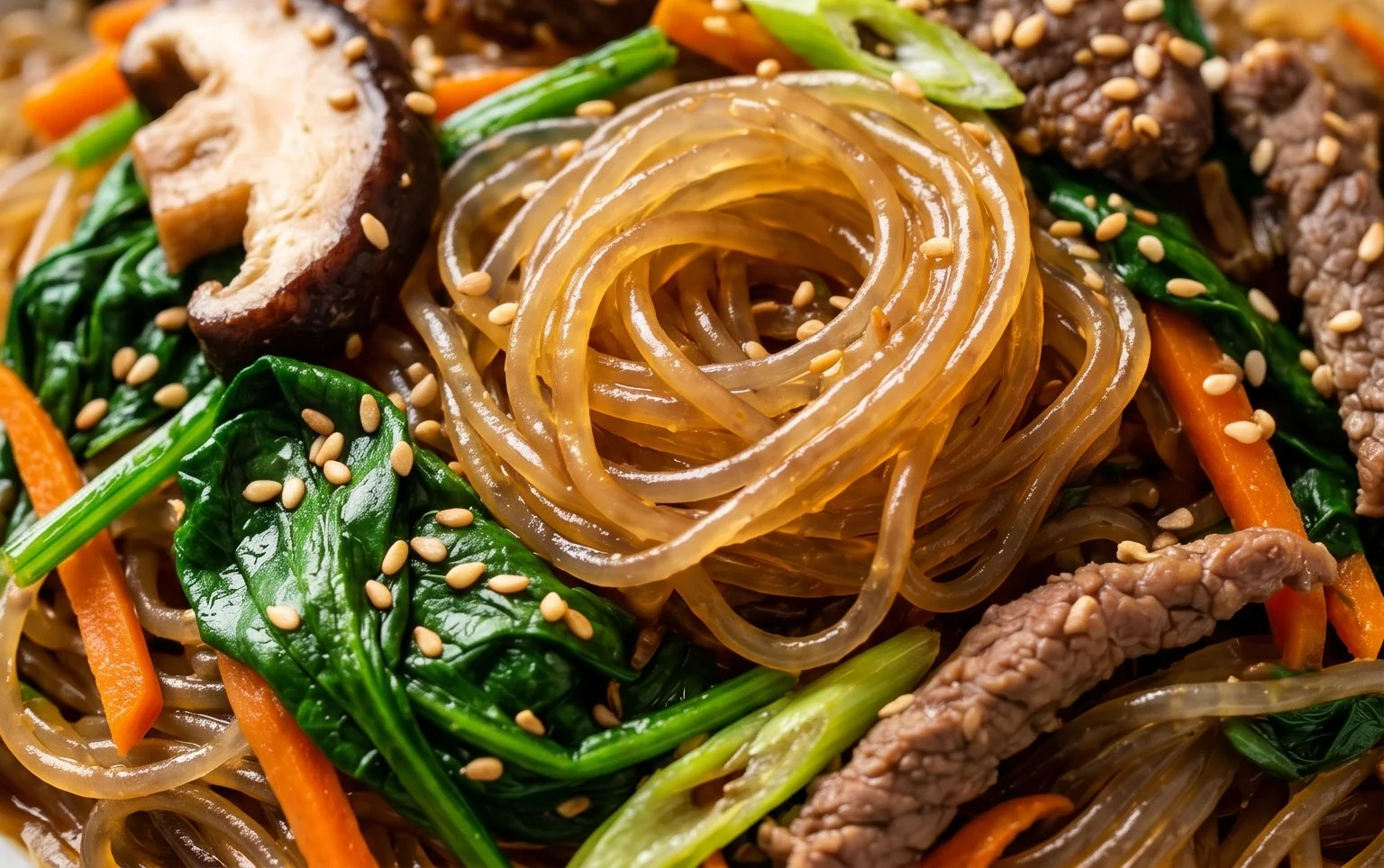Japchae (Korean Glass Noodle Stir Fry)