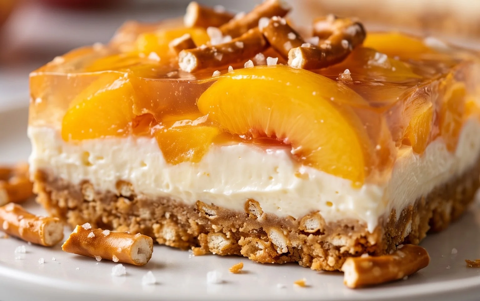 Peach Pretzel Salad Dessert