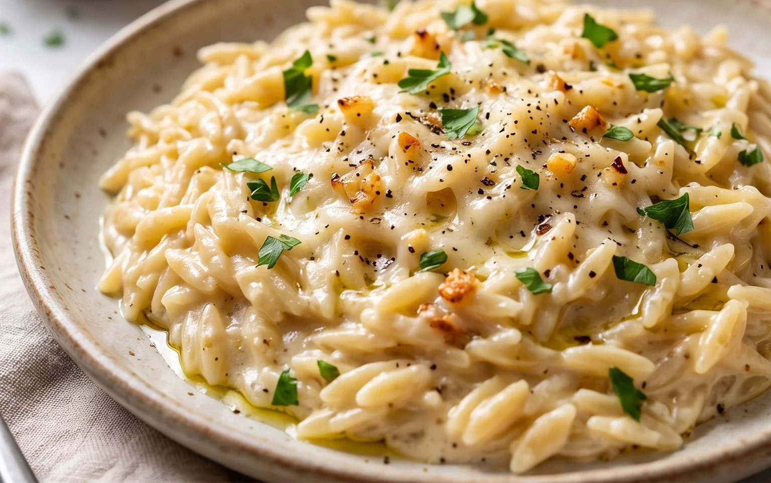 Creamy Garlic Parmesan Orzo