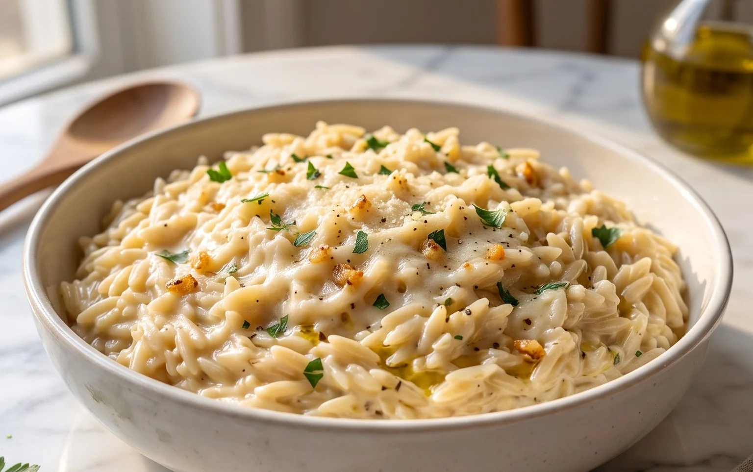 Creamy Garlic Parmesan Orzo