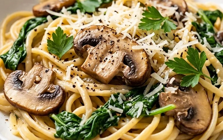 Parmesan Spinach Mushroom Pasta Skillet