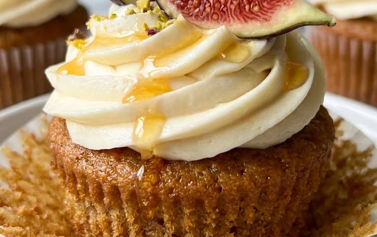 Fig Cupcakes with Honey Cream Cheese Frosting