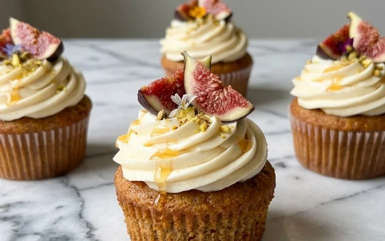 Fig Cupcakes with Honey Cream Cheese Frosting