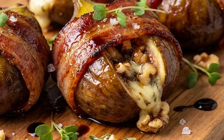 Beef Bacon Wrapped Stuffed Figs