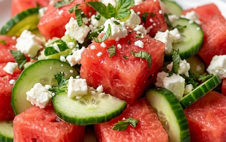 Watermelon Salad with Cucumber and Feta