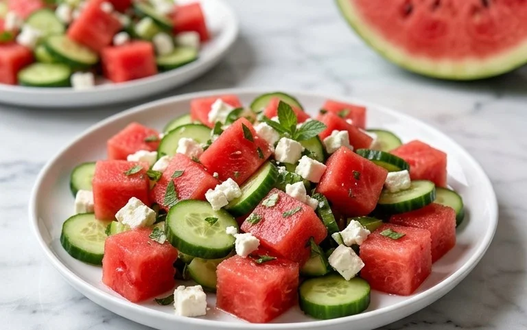Watermelon Salad with Cucumber and Feta