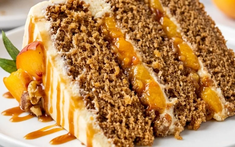 Brown Sugar Layer Cake with Peach Filling