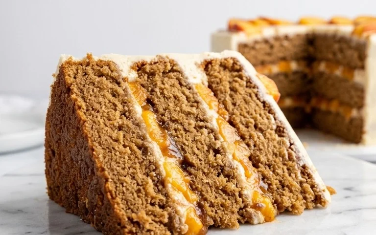 Brown Sugar Layer Cake with Peach Filling
